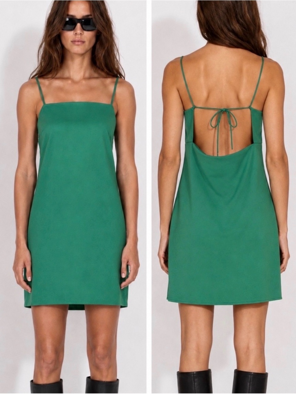 SSENSE Won Hundred Kira Emerald Green Open Back Slip Dress Size 38/M
